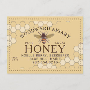 Beekeeper's Apiary Honeycomb Honeybee Yellow  Postcard