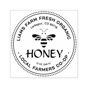 Beekeeper's Honey Stamp with Cute Stylized Bee