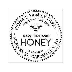 Beekeeper's Honey Stamp with Cute Stylized Bee 