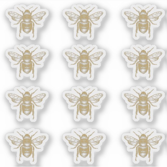 Beekeeper's Transparent Dark Gold Honeybee Sticker (Front)