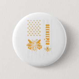 Beekeeping American Flag Honeycomb Honey Bees Beek 6 Cm Round Badge