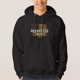 Beekeeping American Flag Honeycomb Honey Bees Beek Hoodie