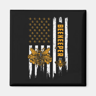 Beekeeping American Flag Honeycomb Honey Bees Beek Magnet