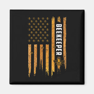Beekeeping American Flag Honeycomb Honey Bees Beek Magnet