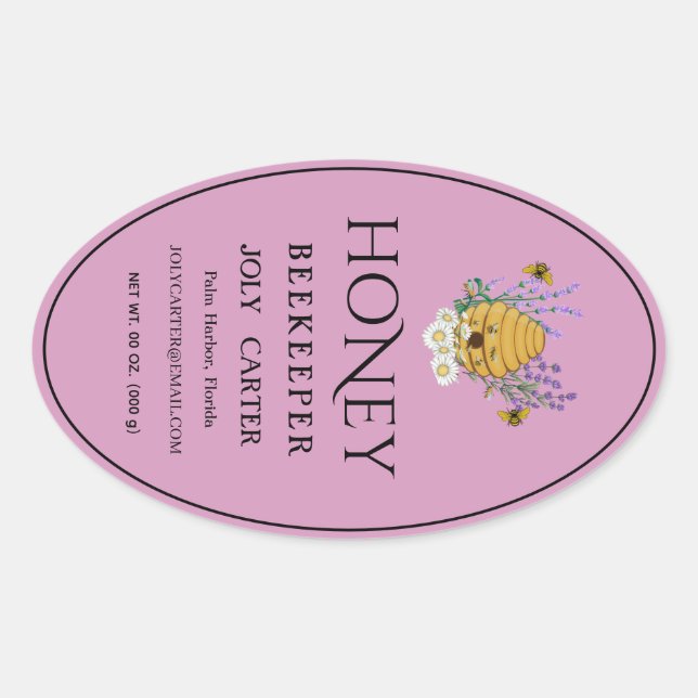 Beekeeping Honey Labels | Honeybee & Honeycomb Des (Front)