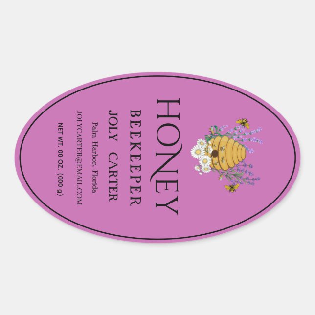 Beekeeping Honey Labels | Honeybee & Honeycomb Des (Front)