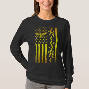 Beekeeping Honeycomb Honey Us Flag 4th Of July Bee T-Shirt