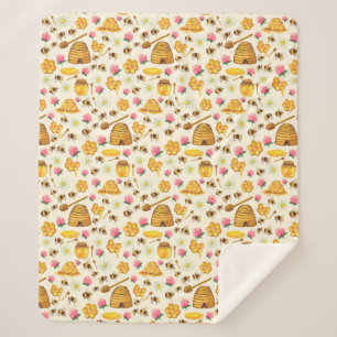 Beekeeping pattern sherpa blanket