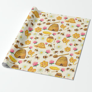 Beekeeping pattern wrapping paper