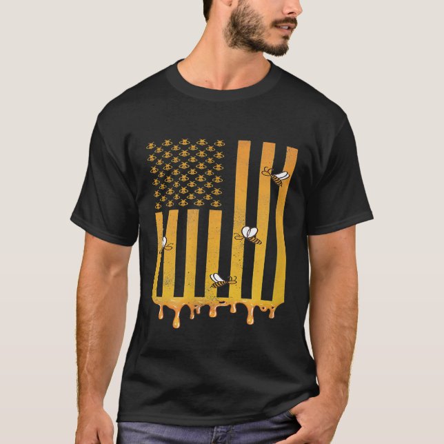Beekeeping Usa Flag 4th Of July Beekeper T-Shirt (Front)