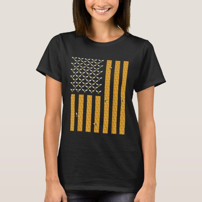 Beekeeping Usa Flag American Beekeeper Organic Hon T-Shirt (Front)