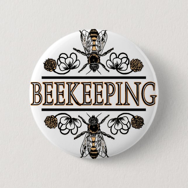 beekeeping with worker bees 6 cm round badge (Front)