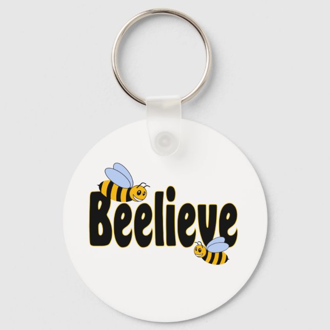 Beelieve in Black Key Ring (Front)