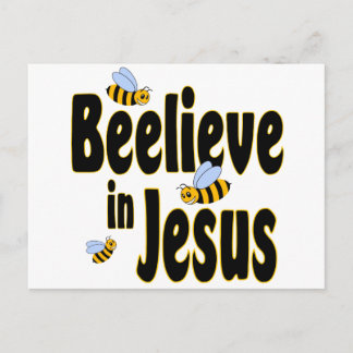 Beelieve in Jesus Black Postcard