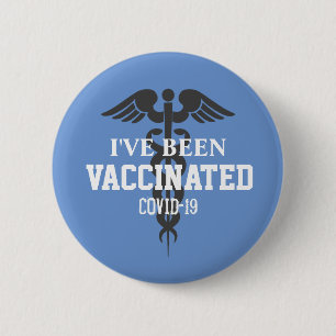 Been Vaccinated Covid 19 Blue White Medical  6 Cm Round Badge