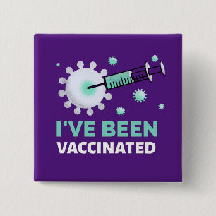 Been Vaccinated Covid Teal Purple 15 Cm Square Badge
