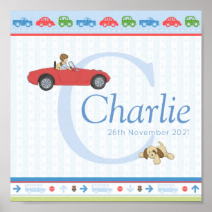 Beep Beep Car Personalised Boys Name Poster