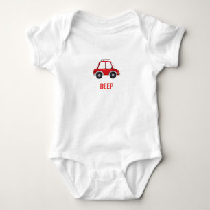Beep Beep Little Red Car Baby Bodysuit