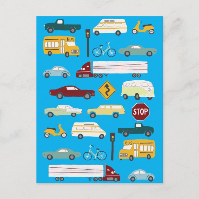 Beep Beep Stuck in Traffic Pattern Postcard (Front)