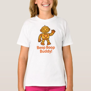 Beep Boop Buddy Orange Robot Graphic T-Shirt