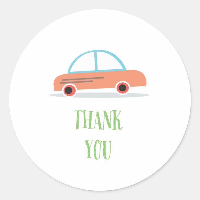 Beep Honk Kid's boy birthday Party Favour sticker (Front)