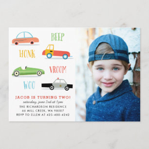 Beep honk woo photo birthday party invitation