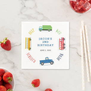 Beep screech blue truck birthday party napkin