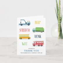 Beep Screech Woo Kid's birthday thank you card
