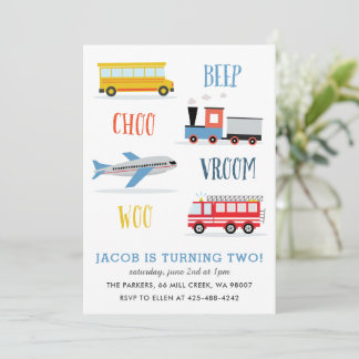 Beep Vroom Woo Aeroplane Kid's birthday party  Invitation