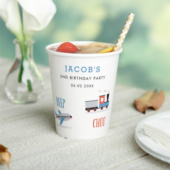Beep Vroom woo Airplane2 birthday party Paper cup (Insitu)