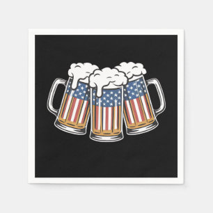 Beer 4th Of July American Flag US Vintage Retro Napkin