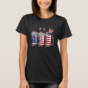 Beer 4th Of July Us American Flag Beer Drinking M T-Shirt