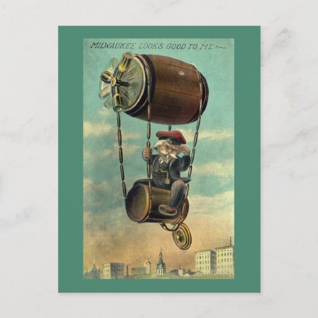 Beer Aided Flight Over Milwaukee Postcard (Front)