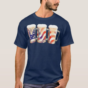 Beer American Flag 4th of July Labour Day T-Shirt