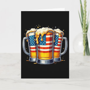 Beer American Flag 4th Of July Men Women Drinking Card