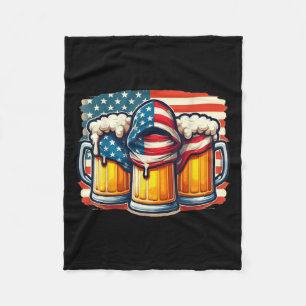 Beer American Flag 4th Of July Men Women Drinking Fleece Blanket