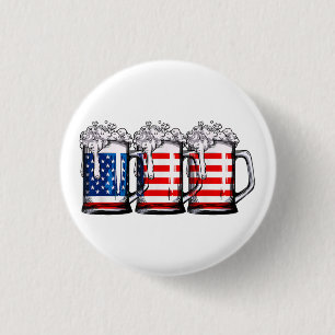 Beer American Flag 4th of July Men Women Merica Dr 3 Cm Round Badge