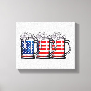 Beer American Flag 4th of July Men Women Merica Dr Canvas Print