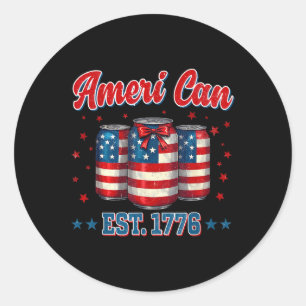 Beer American Flag 4th Of July Men Women Merica Dr Classic Round Sticker