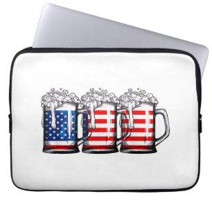 Beer American Flag 4th of July Men Women Merica Dr Laptop Sleeve