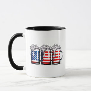 Beer American Flag 4th of July Men Women Merica Dr Mug