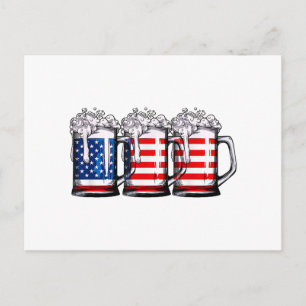 Beer American Flag 4th of July Men Women Merica Dr Postcard