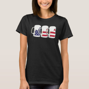 Beer American Flag 4th Of July Men Women Merica T-Shirt