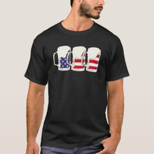 Beer American Flag 4th Of July Men Women Merica Us T-Shirt