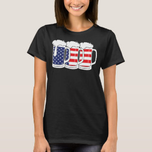 Beer American Flag 4th of July Men Women Merica US T-Shirt