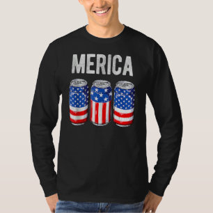 Beer American Flag 4th Of July Men Women Merica Us T-Shirt