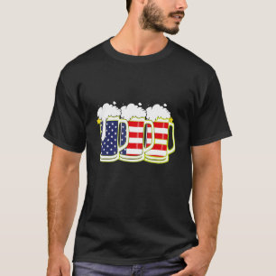 Beer American Flag 4th Of July Men Women Merica Us T-Shirt
