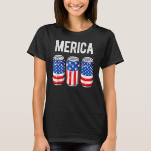 Beer American Flag 4th Of July Men Women Merica Us T-Shirt