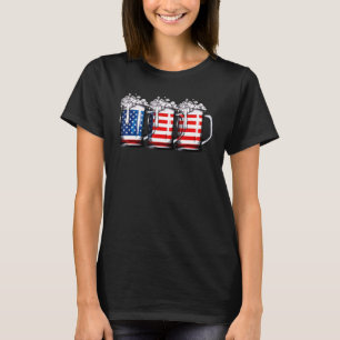 Beer American Flag 4th Of July Men Women Merica Us T-Shirt