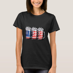 Beer American Flag 4th Of July Men Women Merica Us T-Shirt